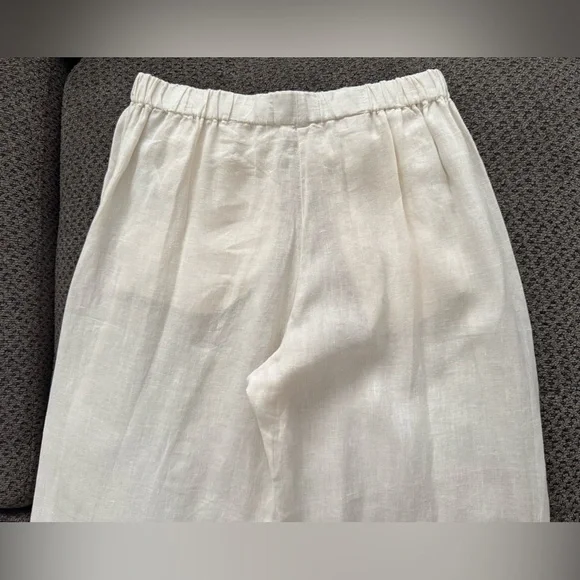 Velvet by Graham & Spencer Lola Linen Pant in Chalk White Small Relaxed Fit Crop - Picture 10 of 16